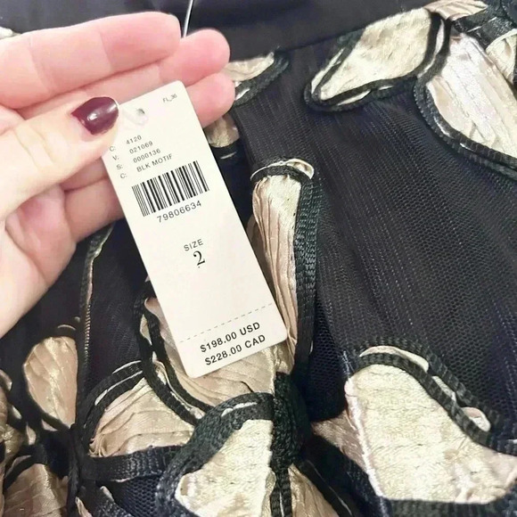 Anthropologie Eva Franco Floral Applique Maxi Skirt Black and gold - Picture 4 of 5